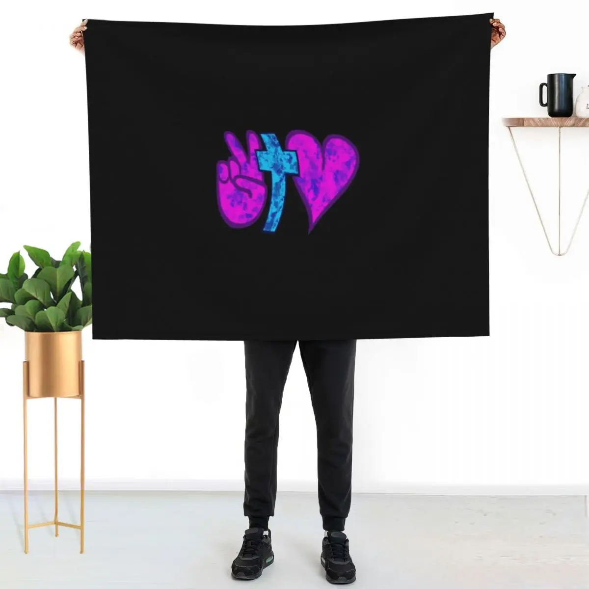 Peace love and Christ Throw Blanket christmas gifts Soft funny gift Bed linens Giant Sofa Decoratives Blankets