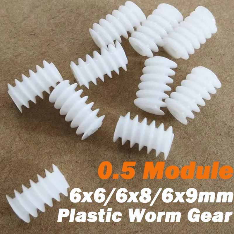 

20 ~ 1000 шт. пластиковая червячная передача, белая 0,5 мода 6x6/6x8/6x9 мм, шестерня трансмиссии двигателя, винтовые шестерни для редуктора двигателя постоянного тока