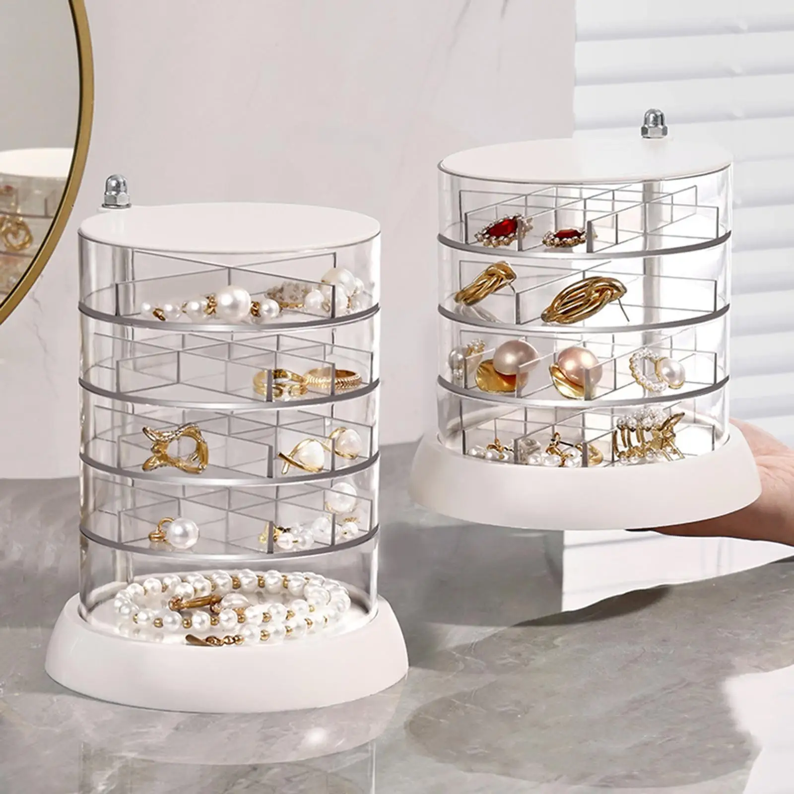 Rotating Jewelry Box 4 Layers Jewelry Organizer Box for Apartment Party Dorm