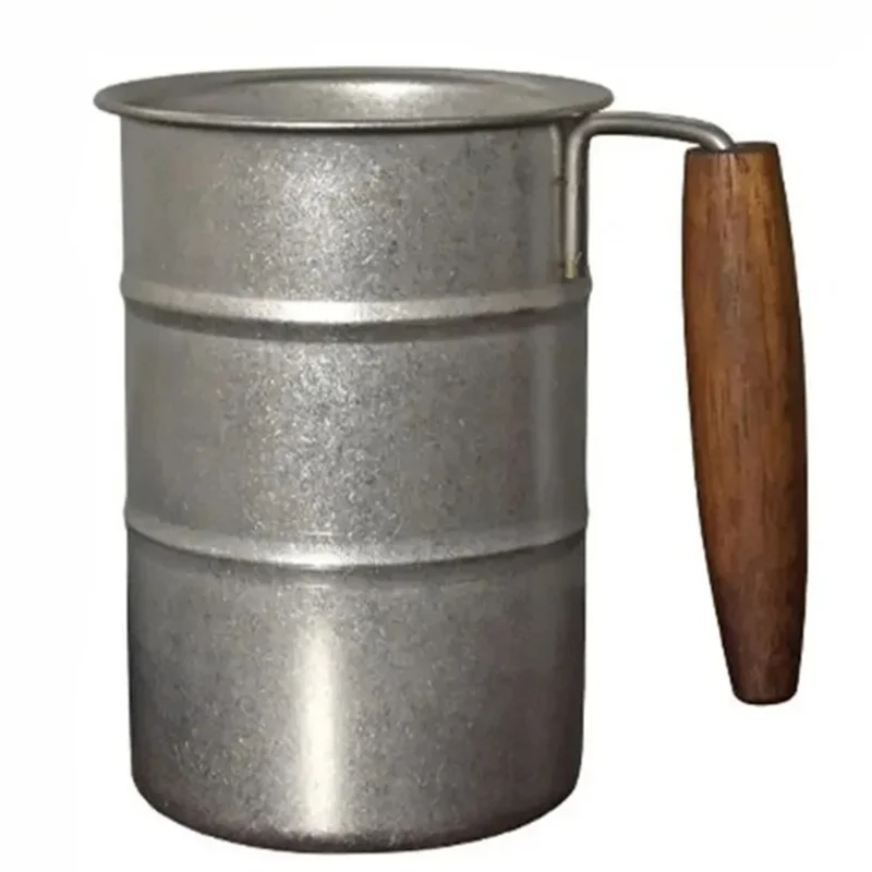 

A92P Wooden Handle 350Ml Stainless Steel Retro Beer Mug Anti-Fall Camping Mug Outdoor Style Coffee Mug Travel