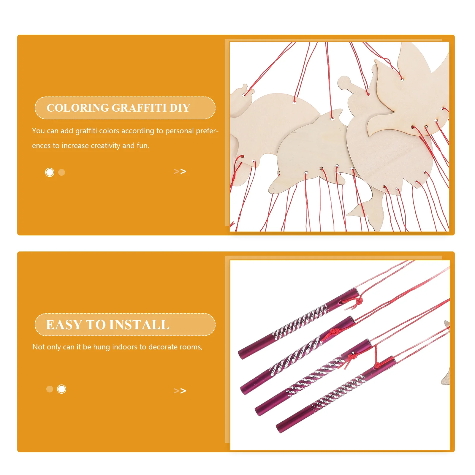 10 pçs madeira animal windchime kit diy para pintura artesanato-primavera halloween decorativo sinos de vento ornamento artesanato atividade família