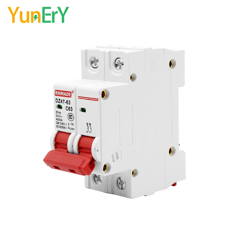 Din Rail DZ47-63 AC 230V-400V 1P 2P 3P 4P MCB 6A 10A 16A 20A 25A 32A 40A 50A 63A 80A 100A 125A Mini Circuit Breaker Air Switch