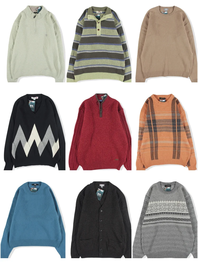 

Vintage Pure Color Wool Knitwear round Ne Pullover Men's College Sle Outerwear Youthful Vitali Winter Long Sve V-Ne