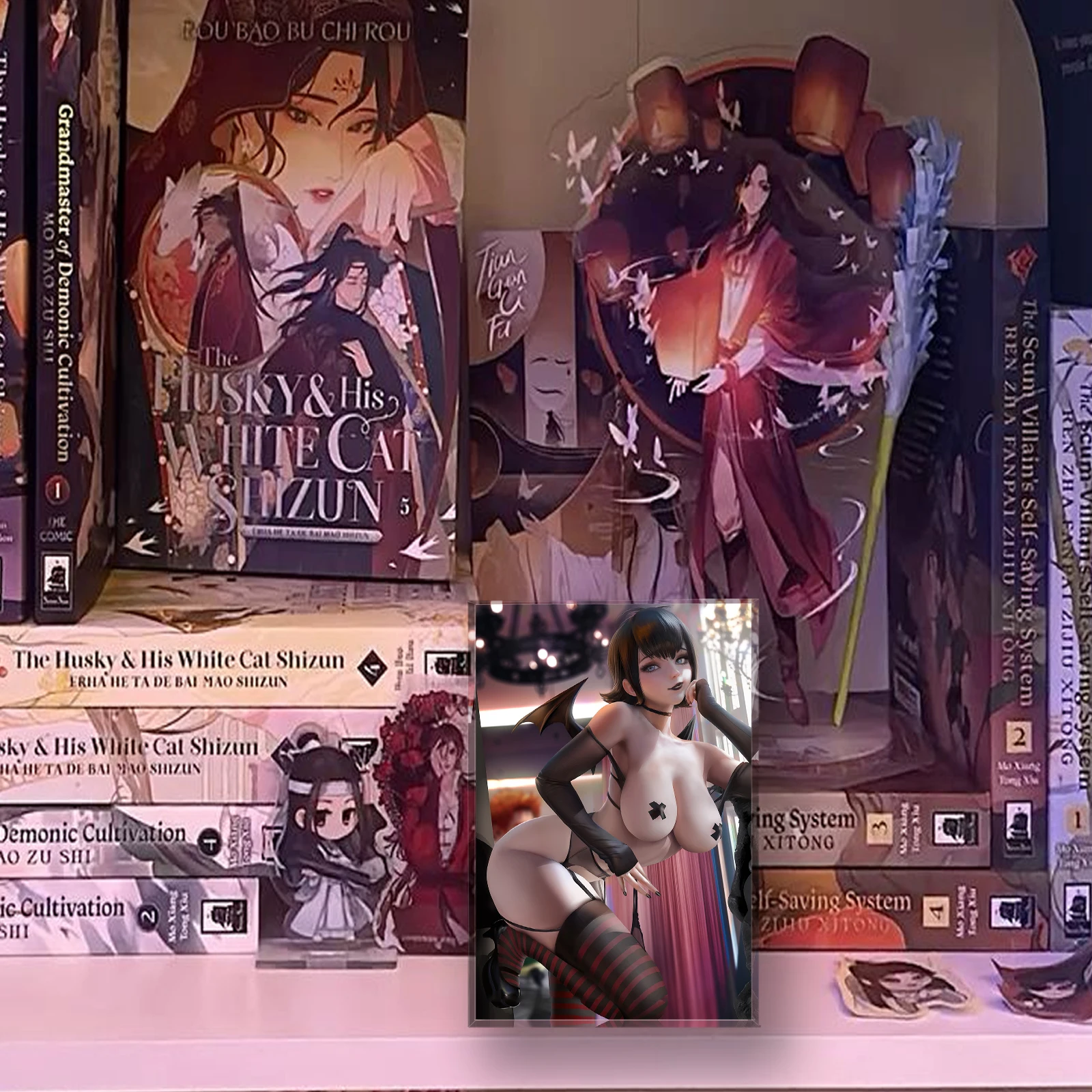 القوطية مصاص دماء فاتنة الاكريليك كتلة الفن ، مثير الوحش فتاة تمثال العرض ، مخصص تحصيل مخيف لطيف مكتب ديكور ، هدية مروحة #4