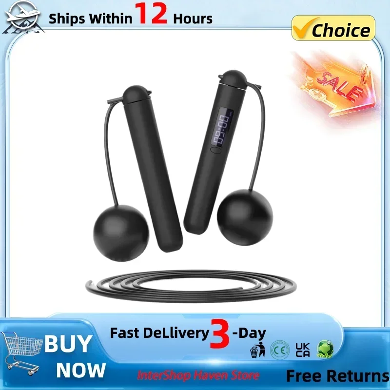 Intelligent Counting Jump Rope Bluetooth APP Cordless Ball Steel Wire Rope Timing Calorie Charging Fitness Exercise Weight Loss