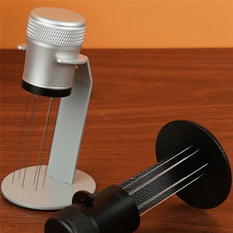 Coffee Loose Powder Needle Cloth Powder Needle With Stand 6-Pin Coffee Stirrer Removable And Washable Powder Needle-AA98