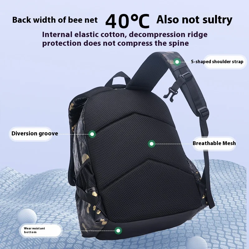 Football School Bags for Boys Shoulder Backpack Bagutte Children Spinal Protection Light Big Capacity Waterproof Backpack Kids