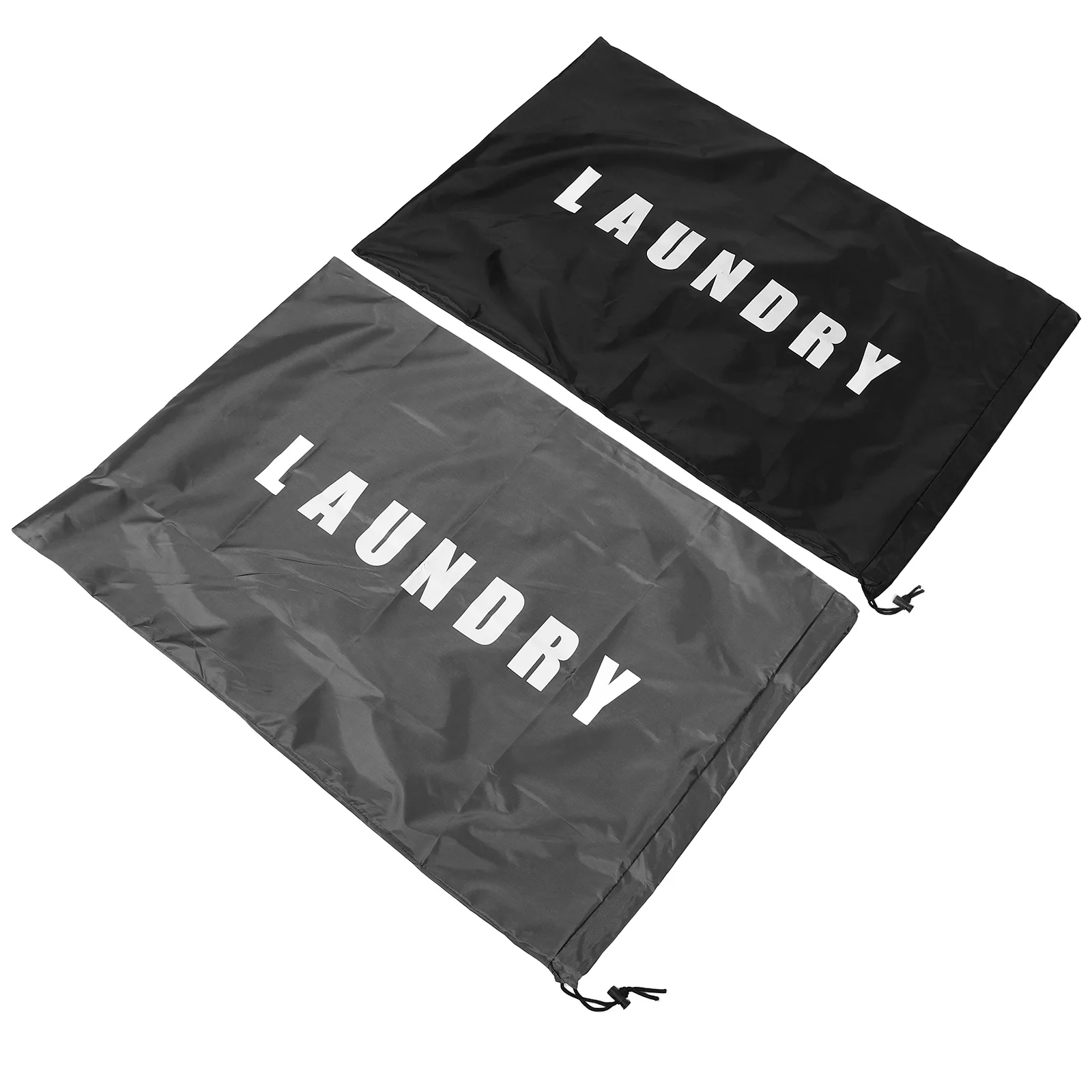 

2Pcs Laundry Bag Drawstring Closure Oxford Fabric Organizer Travel Washable Large Dirty Clothes Gray Black Laundry Bag Washable