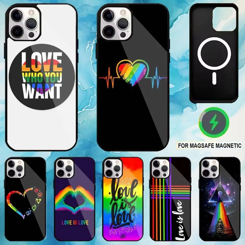 

Gay Lesbian LGBT Rainbow Phone Case For iPhone17,16,15,14,13,12,11 Plus,Pro Max Magnetic Magsafe Wireless Charging