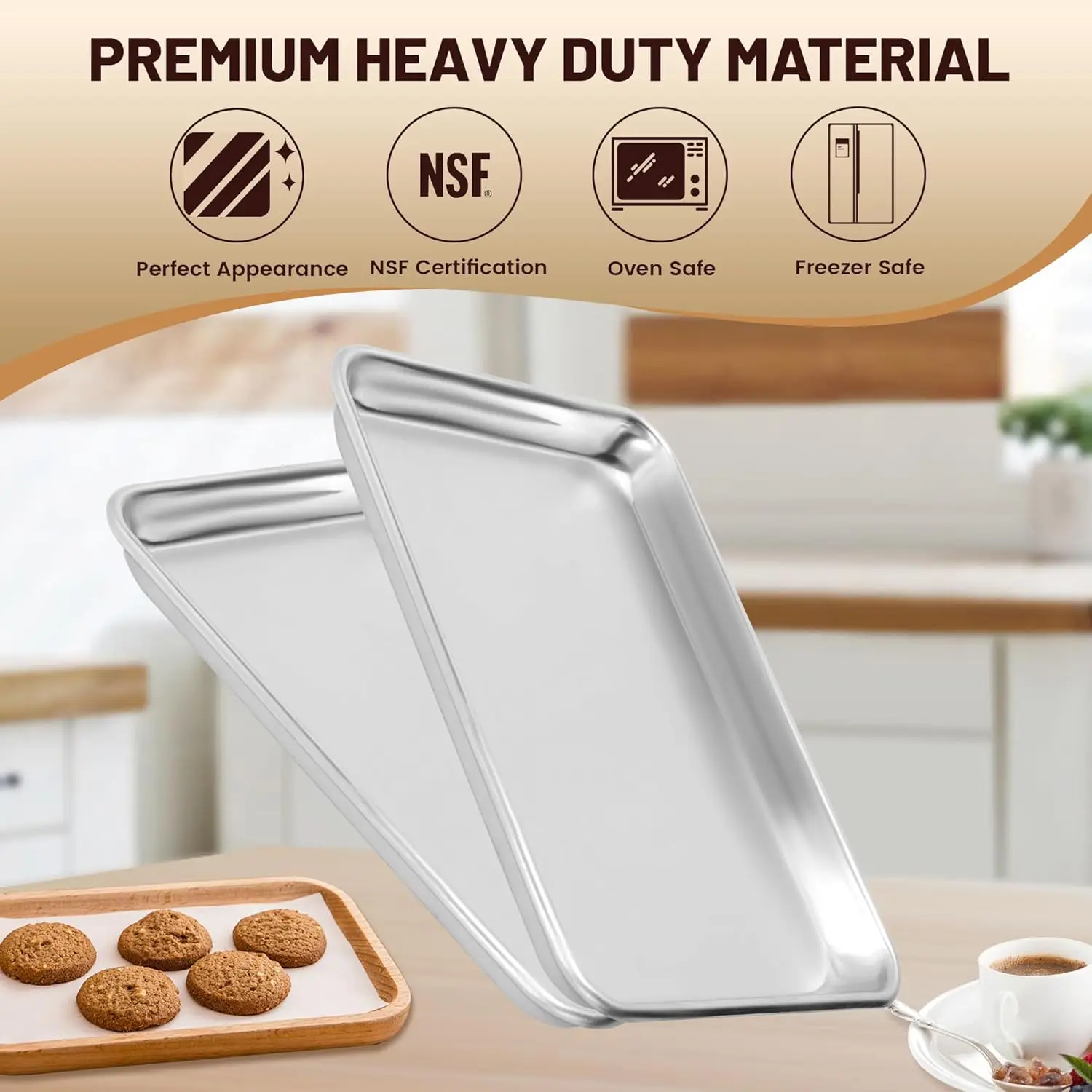 

6 Pack 1/4 size 13 "× 10" aluminum baking tray commercial biscuit baking tray