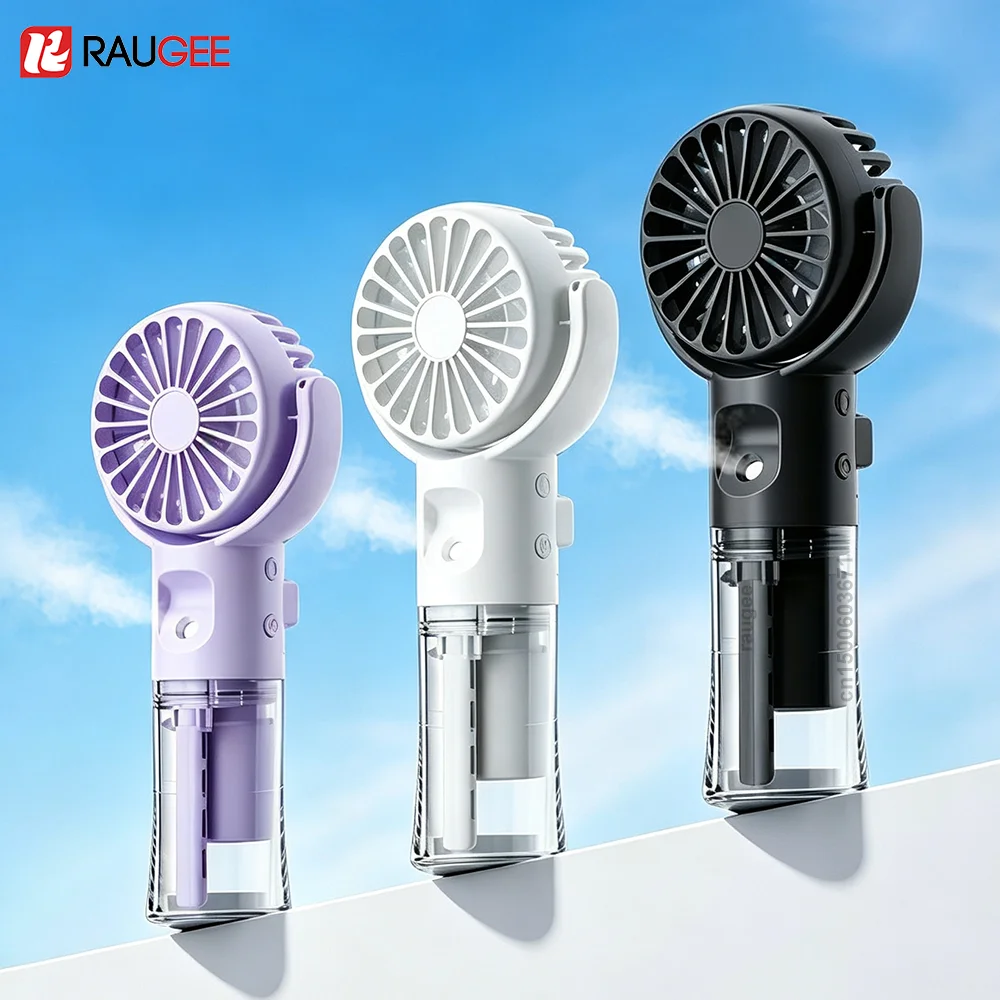 Ventilador portátil mini, ventilador de mão com névoa de água, ventilador recarregável por USB, pequeno ventilador umidificador, ventilador pessoal, novo refrigerador de ar