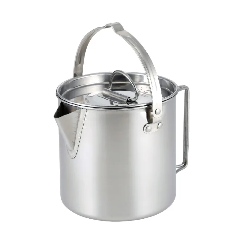 

1.2L Foldable Pot Kettle Portable Stainless Steel Picnic Cooker Kettle Coffee Tea Pot Hanging Pot Widened Handle with Tick Marks