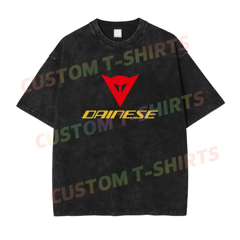 2024 Summer Vintage Cotton Washed Daines Logo T-Shirt Loose T Shirts Men Y2K Hip Hop Top Tee