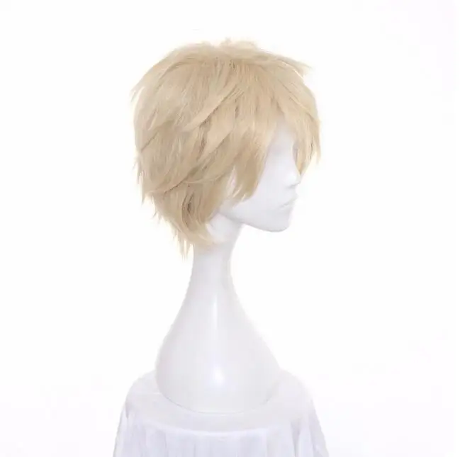 12inch Light Golden Short Synthetic Wigs England Cosplay Wig Heat Resistance Hair