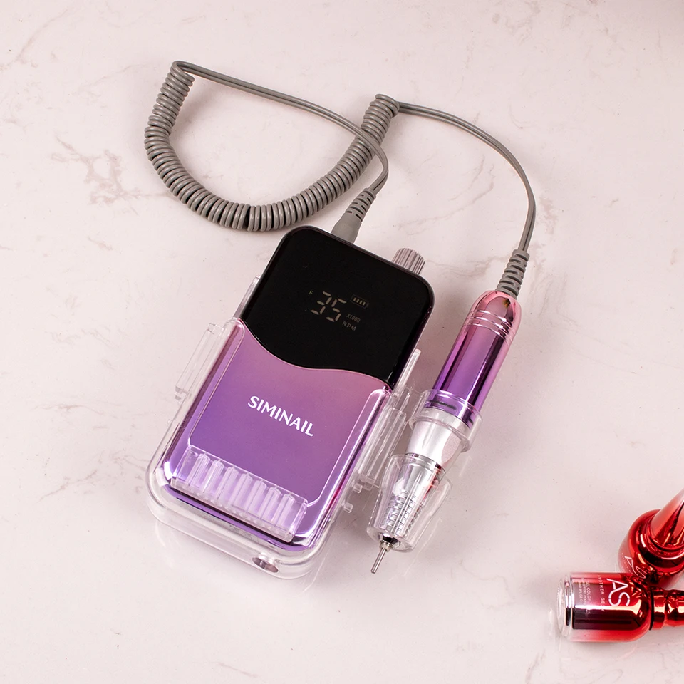 Máquina profesional de fresas para uñas SIMINAIL 35000RPM, lima eléctrica portátil recargable, kit de manicura con fresas 4