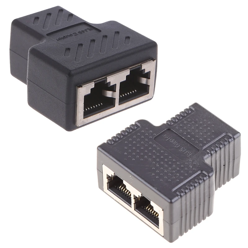 Ethernet Splitter Rj45 Cable Coupler 1 to 2 Female Adapter High Speed Internet Lan Connector 2 Ports