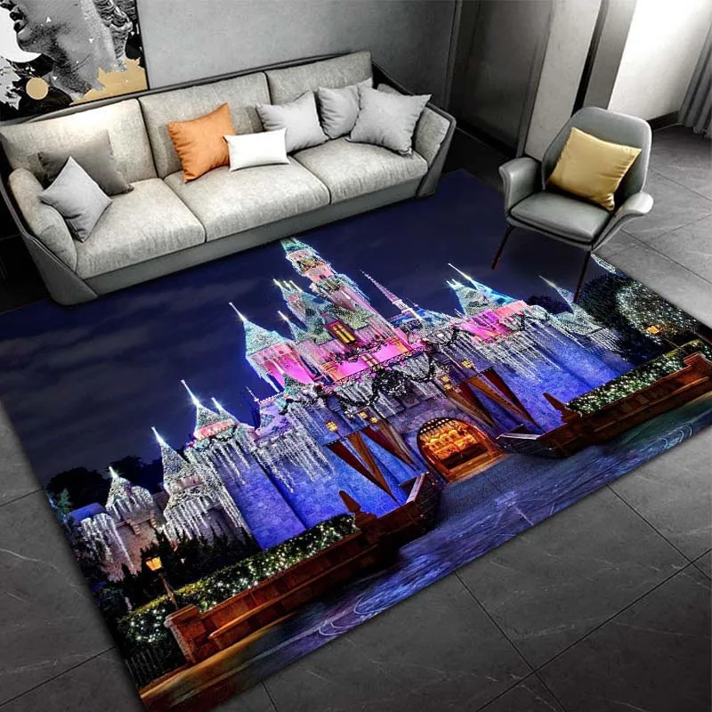 Disney Castle Pattern Carpet 3D Printed Large Area Rug Carpet for Living Room Children's Bedroom Sofa Doormat Floor Mat Gift