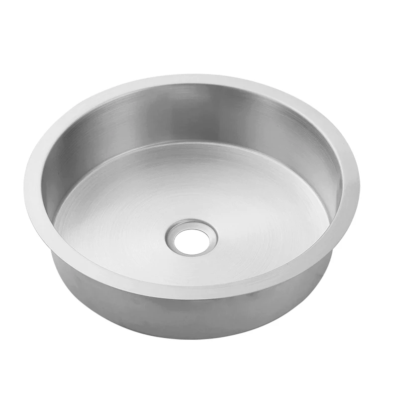 

Stainless steel natural color countertop basin embedded circular washbasin, homestay bathroom