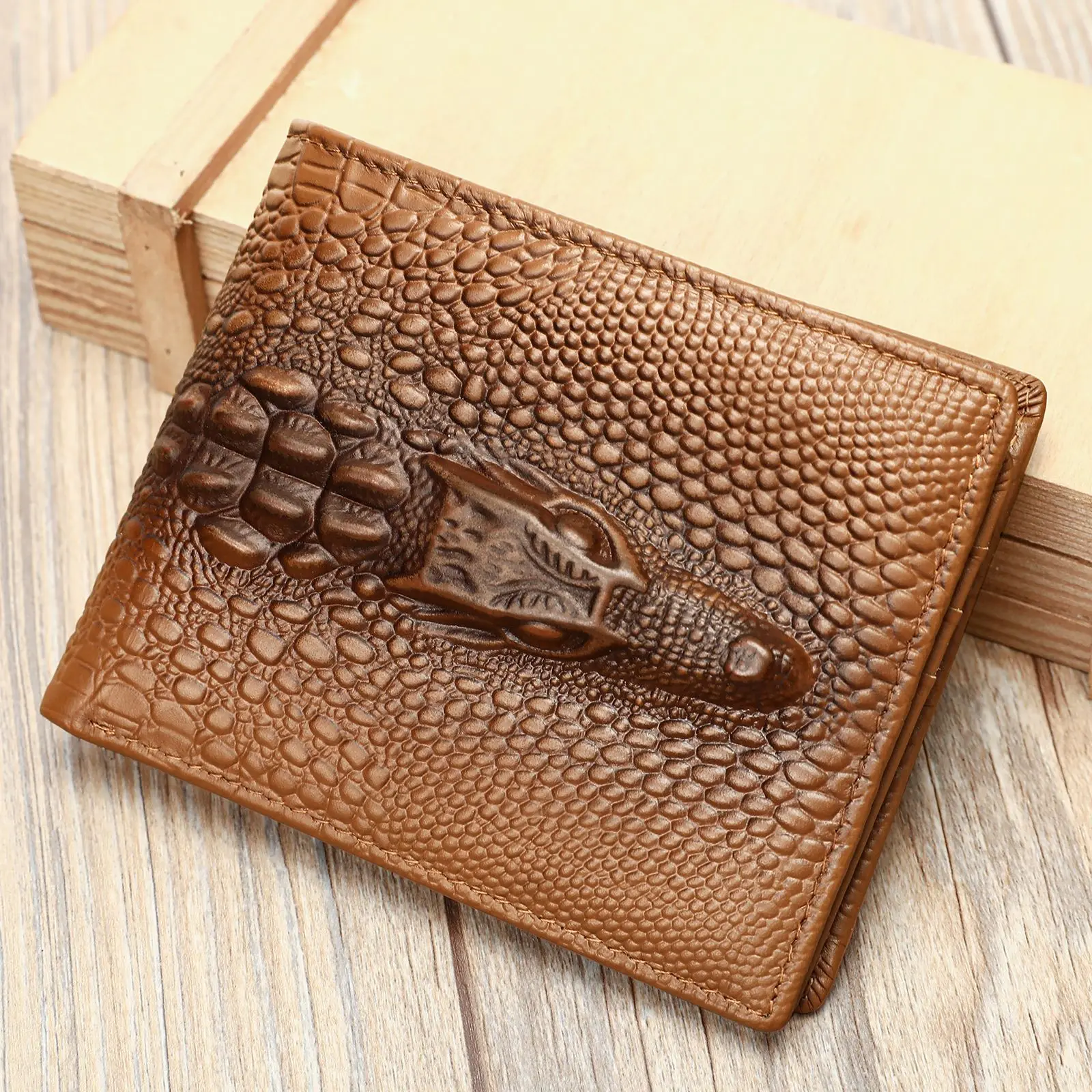 MVA Fashion Wallet RFID Credit ID Card Holder Cowhide Leather Purse Multi-card Slots Crocodile Wallets Vintage Money Case Purse