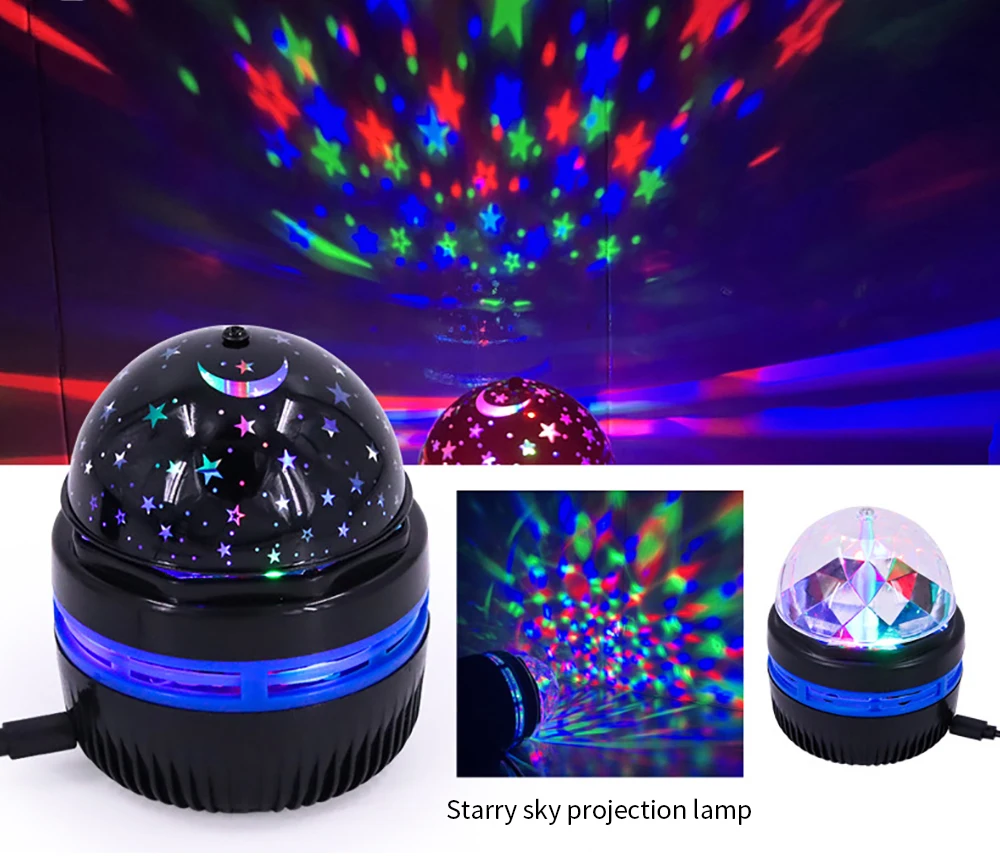 Colorful Starry Sky Projector Lamp Rotating Magic Ball Led Night Light For Bedroom Decor Lamp RGB Moon Galaxy Projection Light