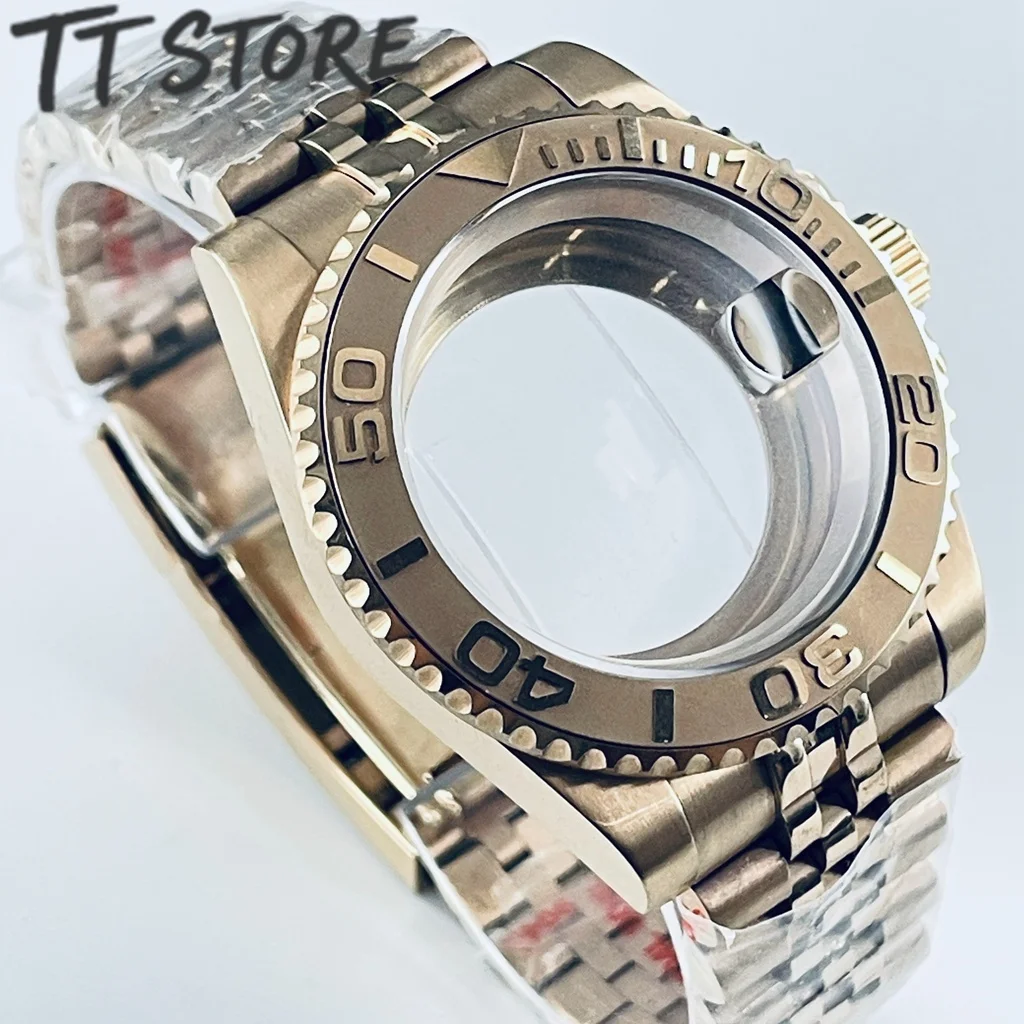 Unisex 40mm Rose Gold Watch with NH34 NH35 NH36 NH38 VH31 NH70 ETA2824 PT5000 Movement Ceramic Bezel Sapphire Case Sub