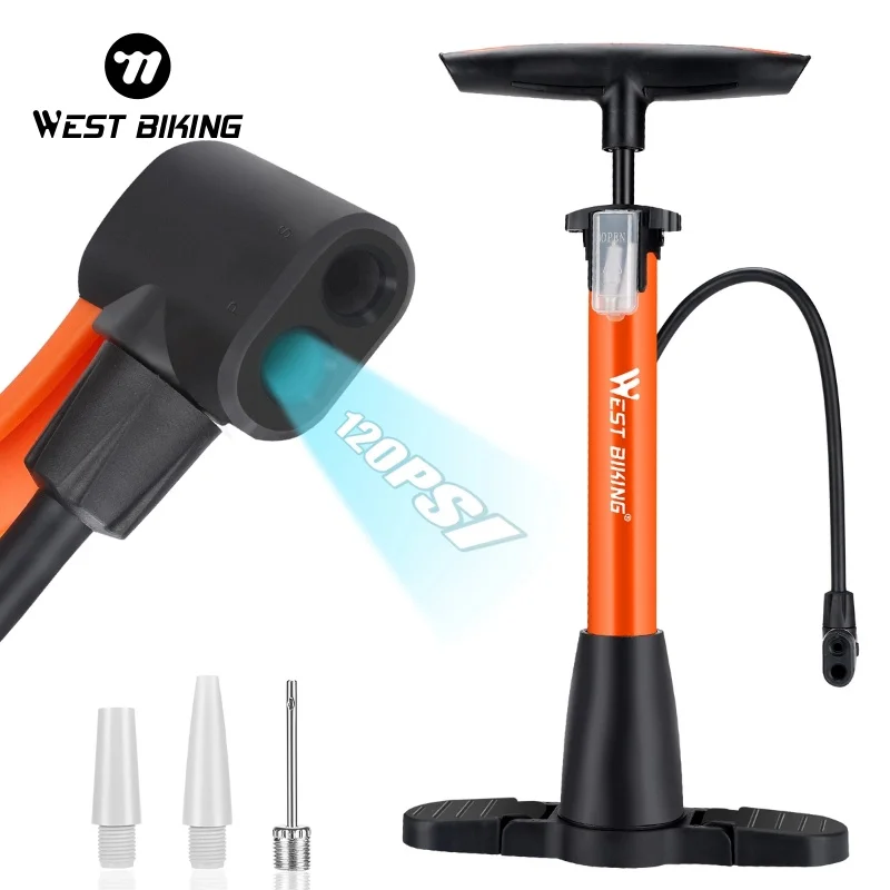 Bomba de Bicicleta WEST BIKING 120PSI, Inflador de Neumáticos Portátil para Motocicleta, Bicicleta de Montaña y Carretera, para Válvulas Schrader/Presta/Dunlop, Accesorios para Bicicleta