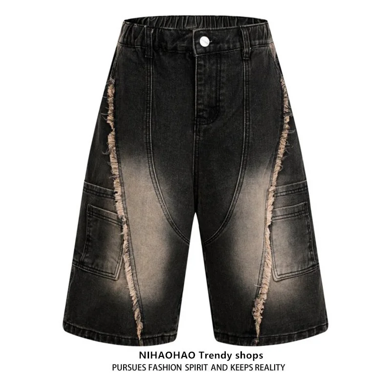 

Оригинальные прямые широкие джинсы Nihaohaoo в американском стиле ретро High Street, оригинальные джинсы с рюшами и подшивкой, семь деталей джинсов