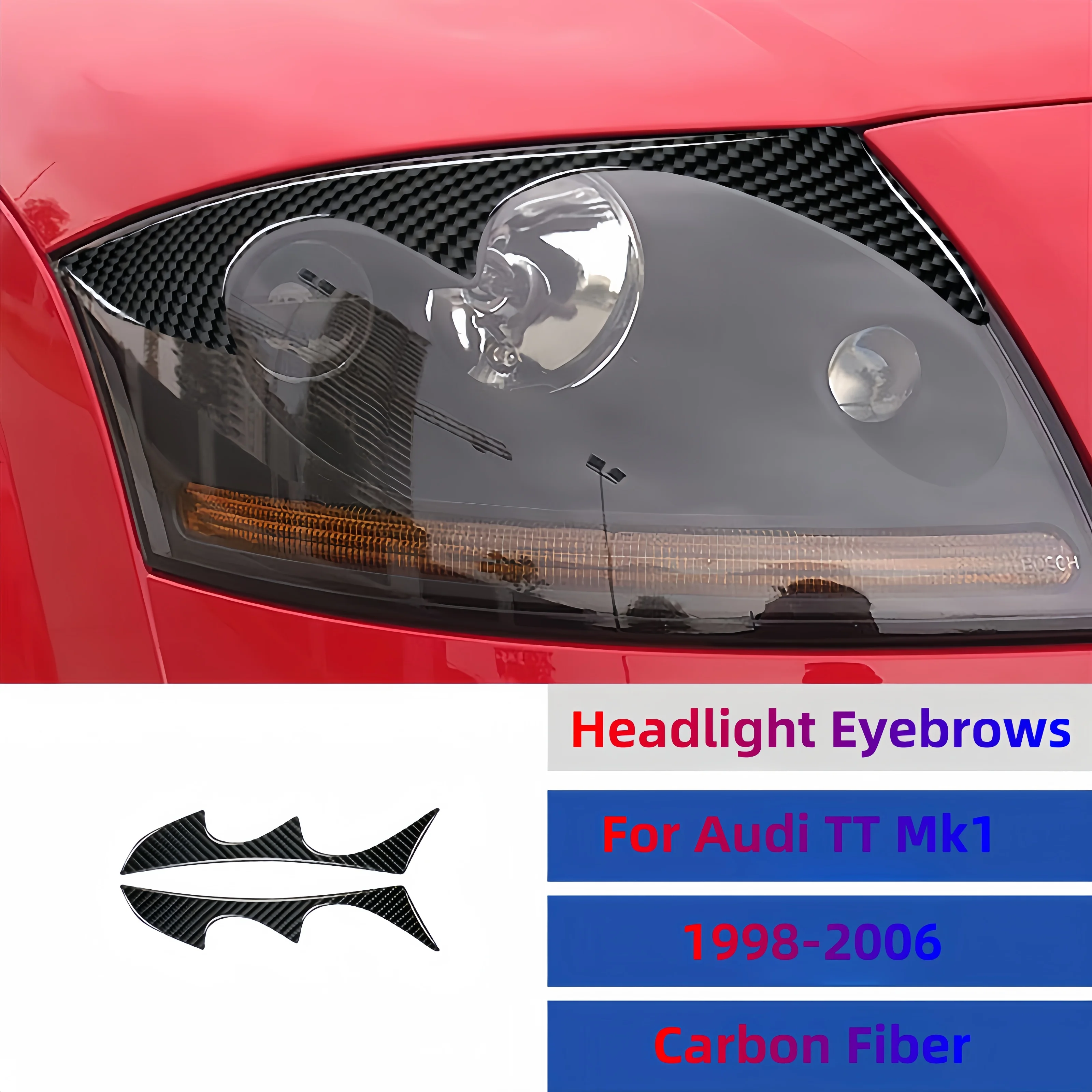 For Audi TT Mk1 1998-2006 Carbon Fiber Car Headlight Eyebrow Eyelid Eyelash Cover Protective Trim Exterior Tuning Accsesories