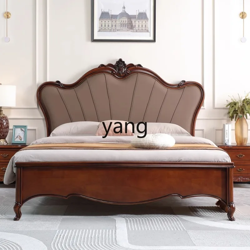 

LMM modern simple master bedroom queen bed e****mical American retro light luxury 1.8 double wedding bed