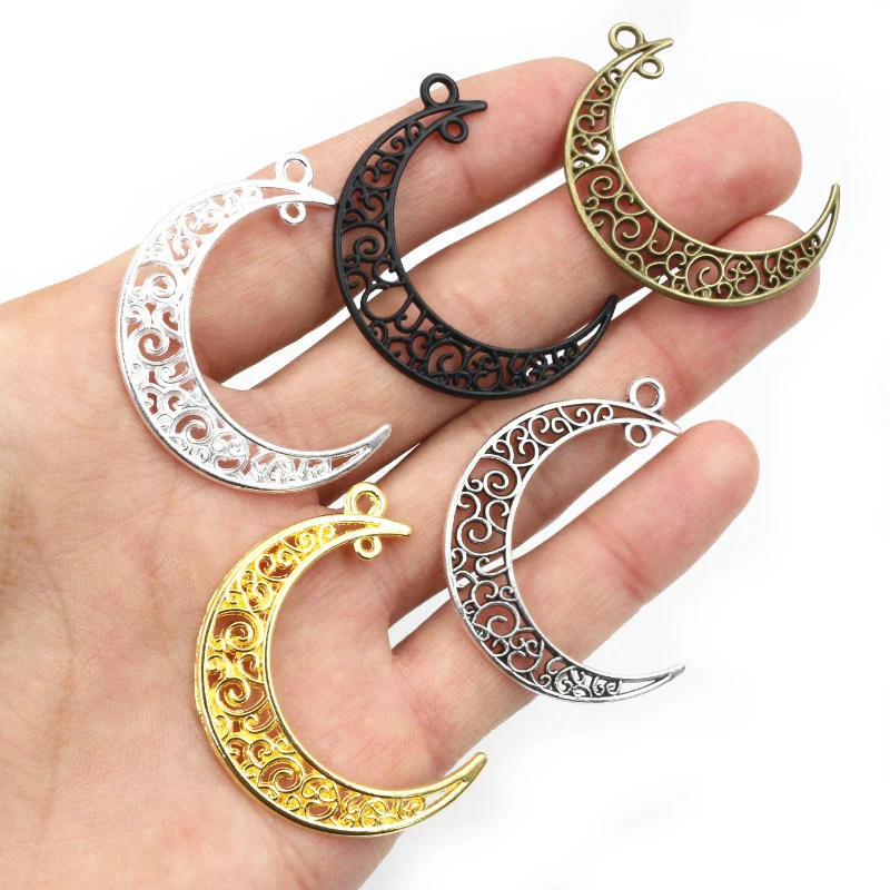 41x30mm 10pcs 6 Colors Plated  Moon Style Handmade Charms Pendant:DIY for bracelet necklace