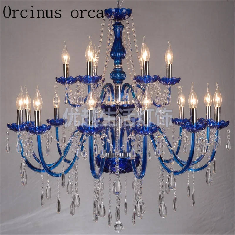 French Blue candles crystal chandeliers hotels clubs living rooms dining rooms glass chandeliers free shipping image 2