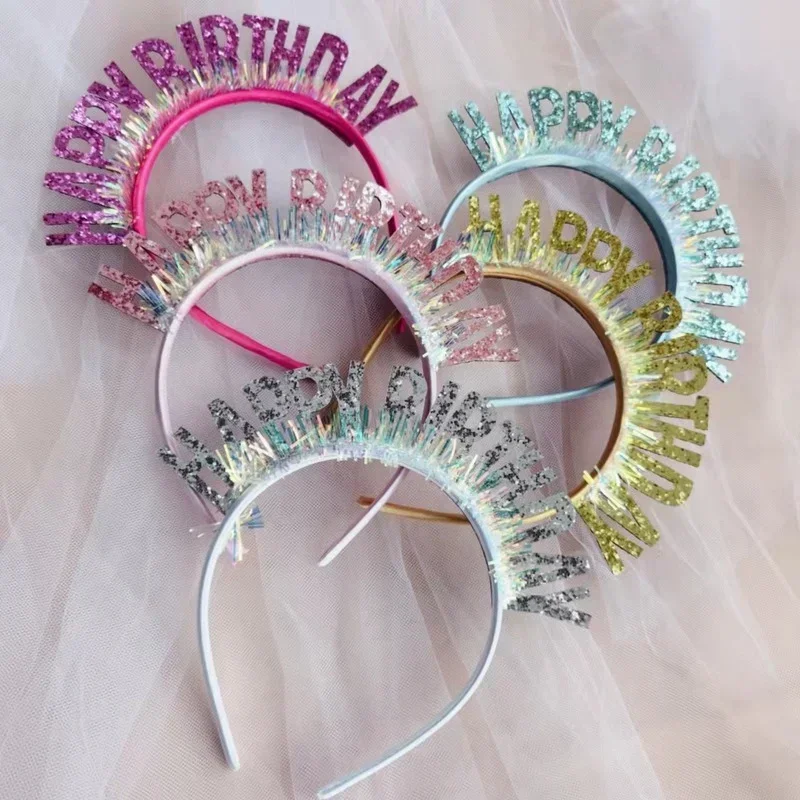 Happy Birthday Hairbands Rose Gold Silver Headbands Headwear Ins Fashion Women Girls Kids Children Hair Hoops Hair Accessories