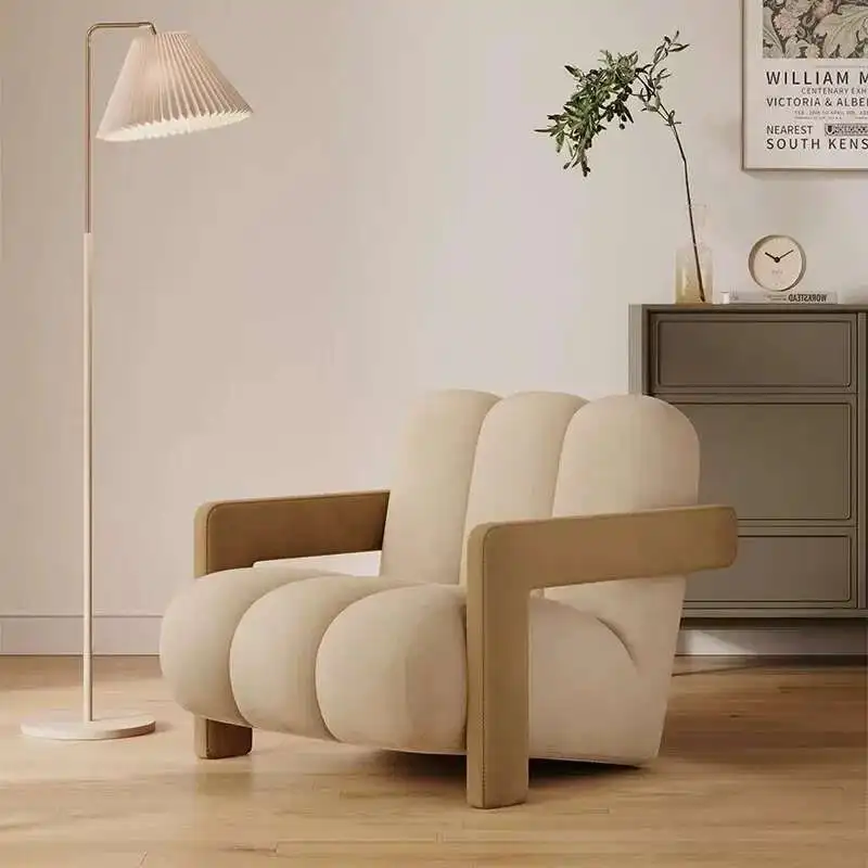 

OMGD - Simple cream style lounge chair, lightweight luxury sofa, lazy wool design, used for living rooms and receptions
