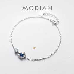 Modian Hot Sale 925 Sterling Silver Blue Crystal Planet Chain & Link Bracelets For Women Fashion Wedding Korea Style Jewelry