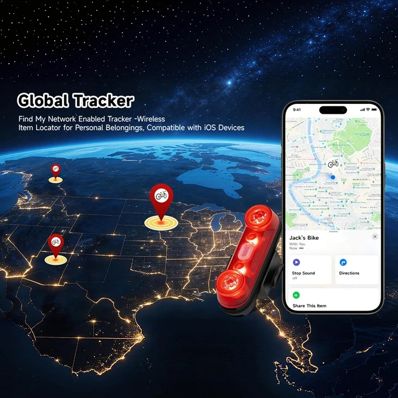 Bicycle Tail Light Tracker Find My Anti Loss Device Rechargeable LED Tail Light Detachable Hidden Bicycle Tracker For Apple New