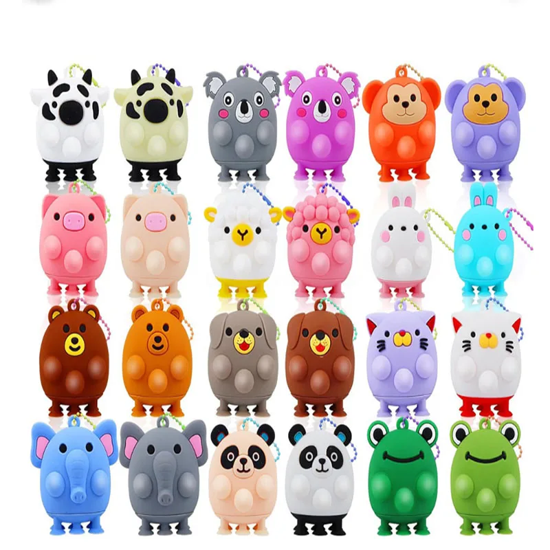 Creative Cute Cartoon Silicone Animal Suction Cup Bubble Pinching Music Stress Relief Release Keychain Children's Toy Fidget Toy