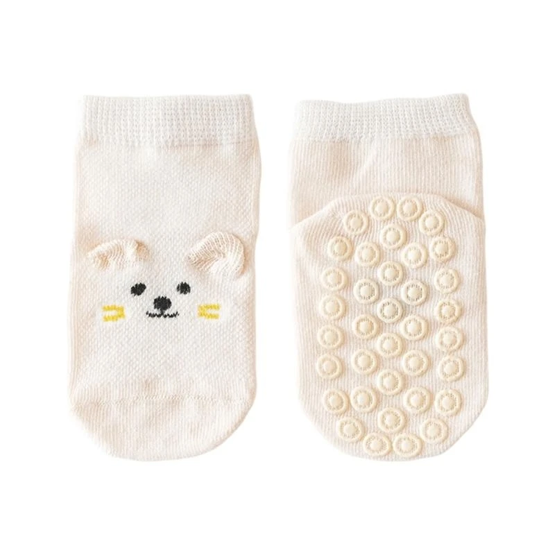 Cotton Socks with Anti Skid Soles for Girls Boys Breathable Ankle Socks 425F
