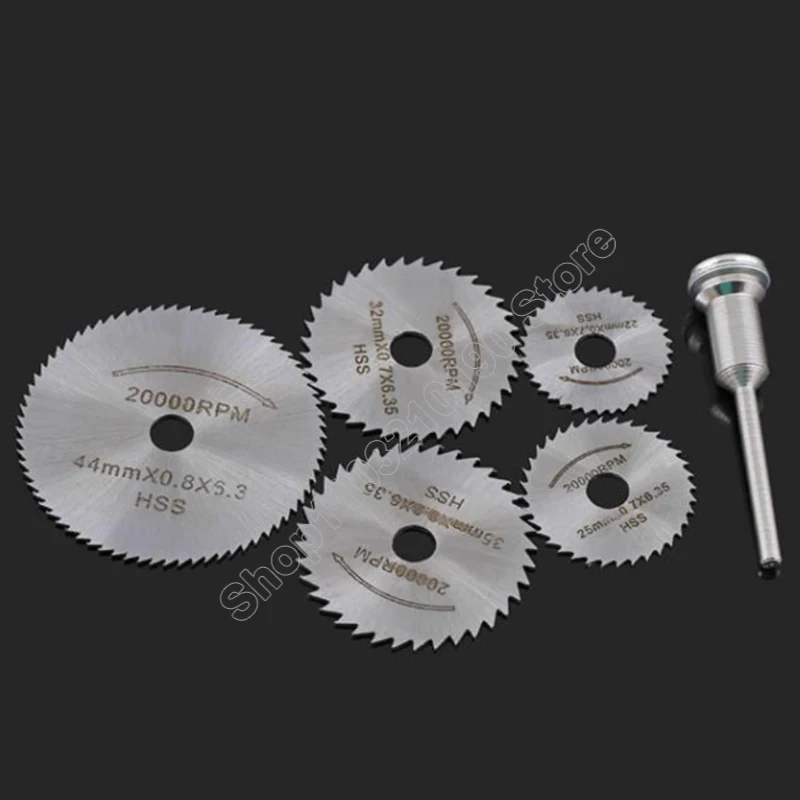 6pc Mini HSS Circular Saw Blade Discs Rotary Tool Electric Grinding Cutting For Cutter Wheel Set Power Wood Plastic With Mandrel