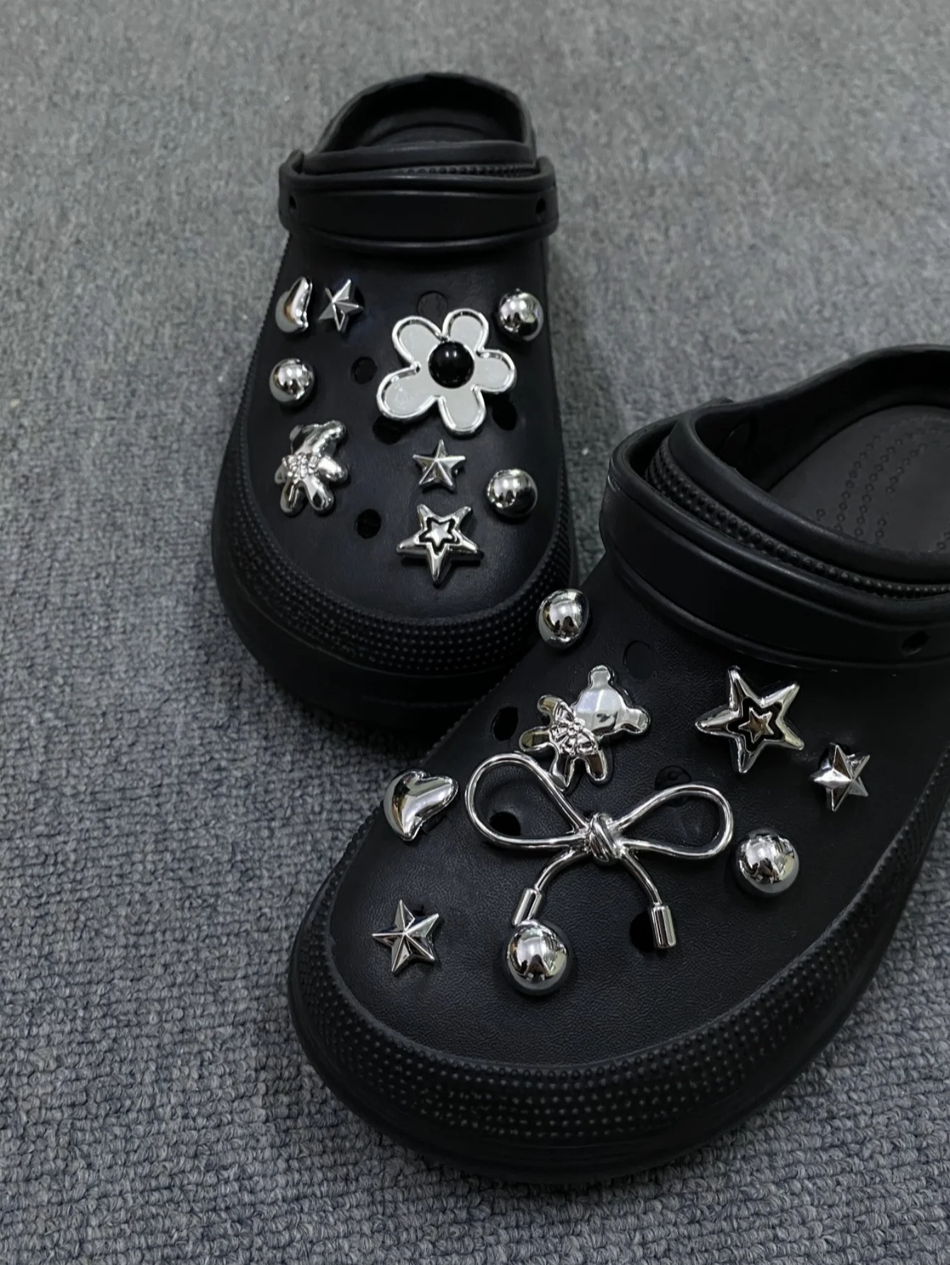 18pcs Detachable Diamond-Encrusted Electroplated Bear Shoe Accessories, Suitable For Clogs, Beach Shoes And Sandals