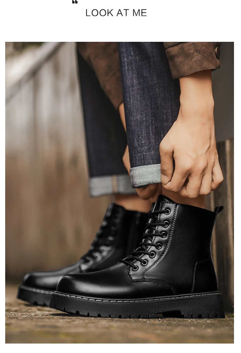 Herren-High-Top-Stiefel, Herrenschuhe, mittelhohe Schaftform, bequemes Innenfutter, modisches Obermaterial, guter Halt, große Größen, geeignet für den Innenbereich. – Detail 11