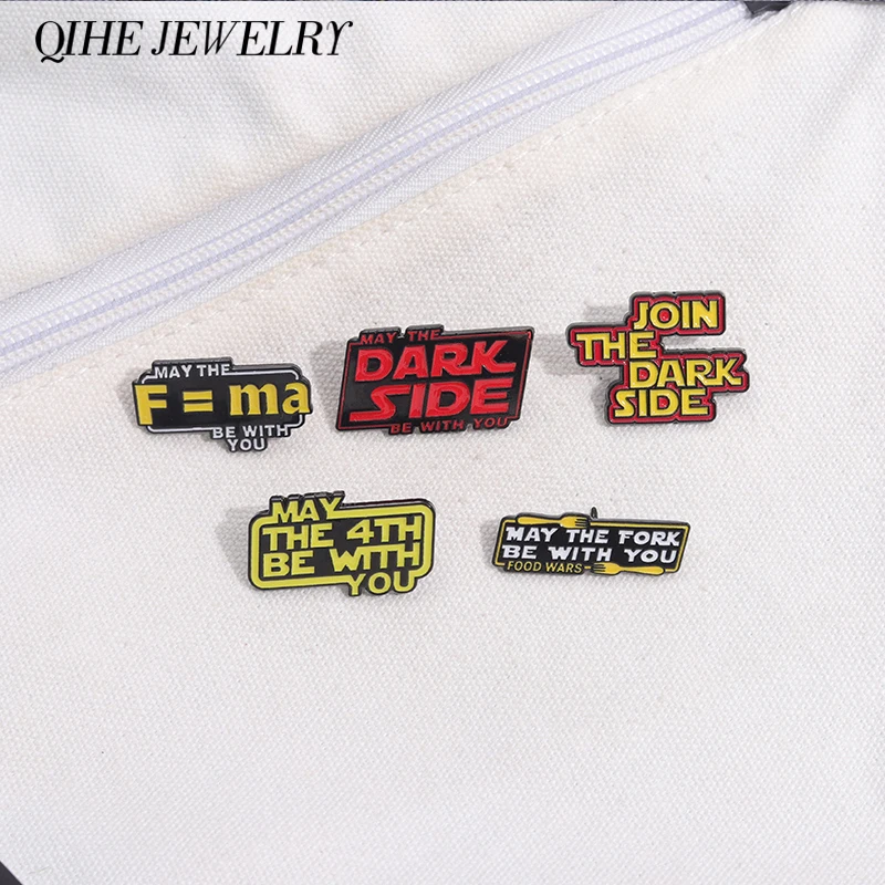 Join The Dark Side Enamel Pins Custom Science Fiction Movies Inspiration Quotes Brooches Lapel Badges Funny Jewelry Accessories