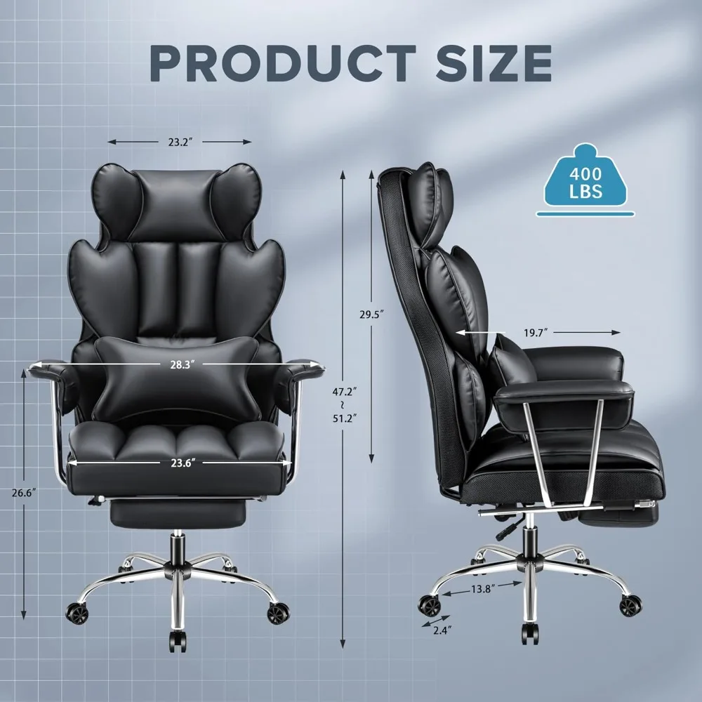 Office Chairs Big &Tall Office Chair, High Back Leather Chair with Footrest, Reclining Ergonomic Executive Suppo Office Chairs image 4