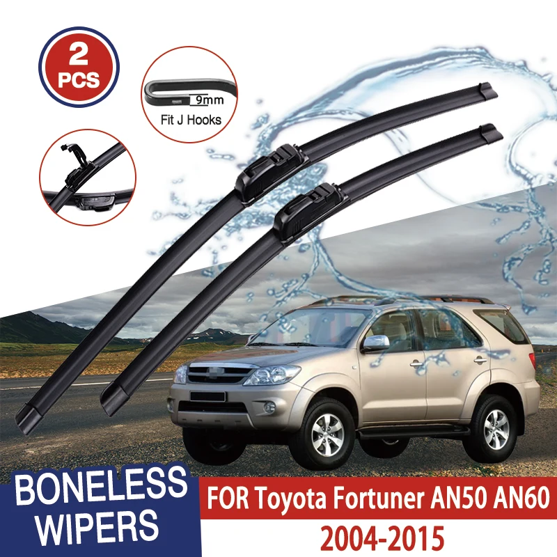 

For Toyota Fortuner AN50 AN60 2004-2015 Car Windshield Wiper U-type Soft Rubber Frameless Bracketless Car Wipers 21"+19"