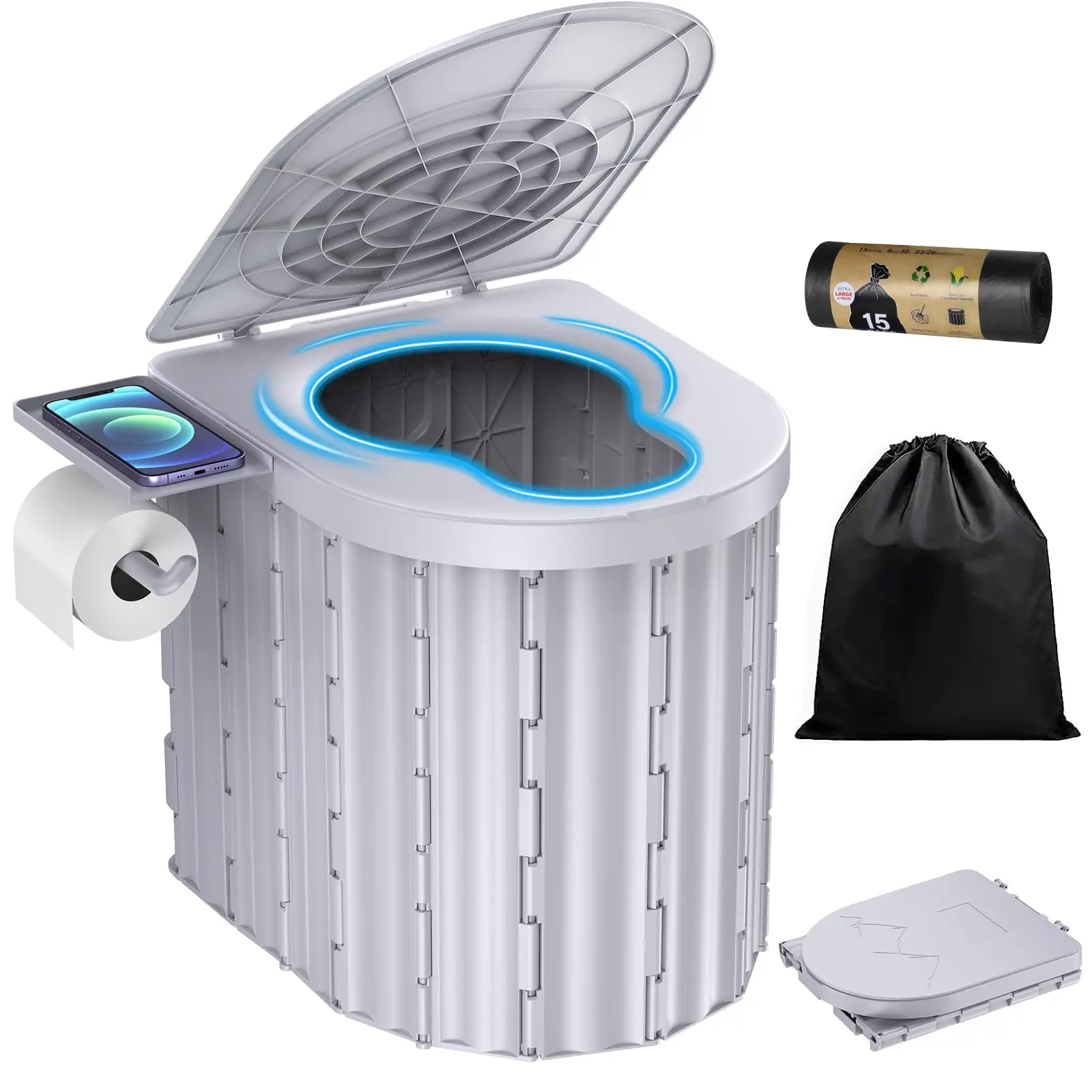 Toilette de camping, toilette pliante portable, pot de toilette compact pour voiture, adapté au camp