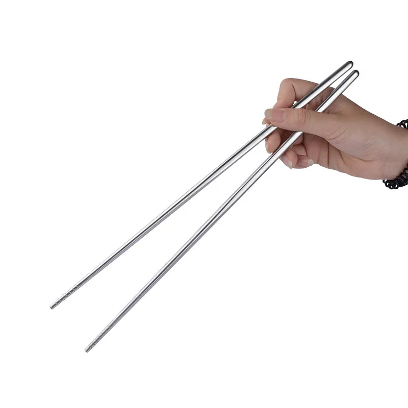 New Frying Tableware Chinese Lengthen Chopsticks Stainless Steel Reusable Japanese Sushi Sticks Korean Hot Pot Tools