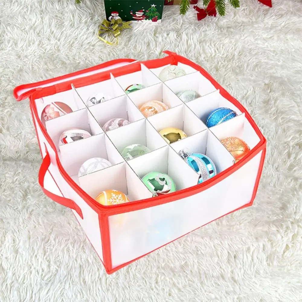 32 Grids Christmas Balls Storage Box Plastic Zipper Baubles Storage Box Foldable Divided Christmas Ball Storage Containers