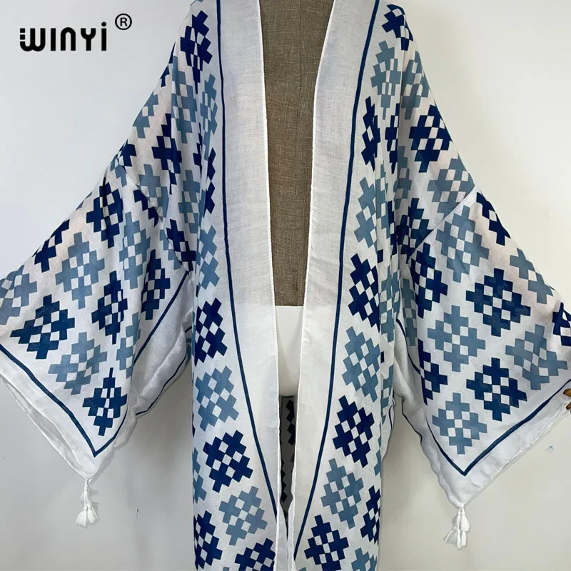 WINYI Africa new summer print Women Cardigan Loose Long Dress Cocktail Party Boho Maxi beach Holiday Swimming Cover Up Kimonos