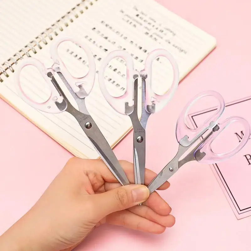 Simplicity Transparent Handle Stainless Steel Craft Scissors Student Office Stationery Journal Decor Tools