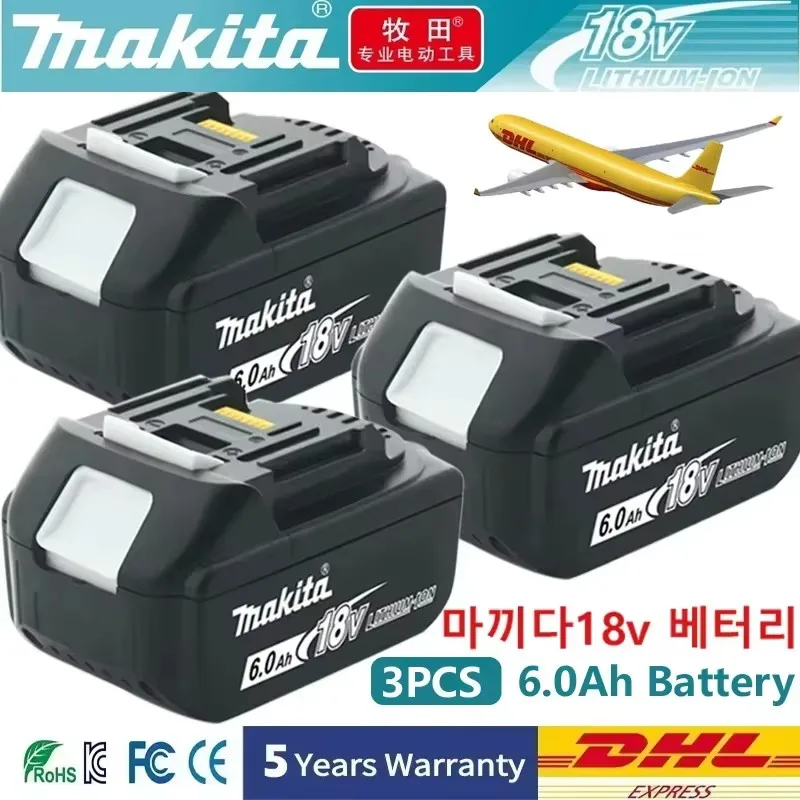 

100% Original Makita 18V 6.0Ah Rechargeable Battery ,For Makita BL1840B BL1850 BL1850B battery Suitable for Pastoral Tool DTW700