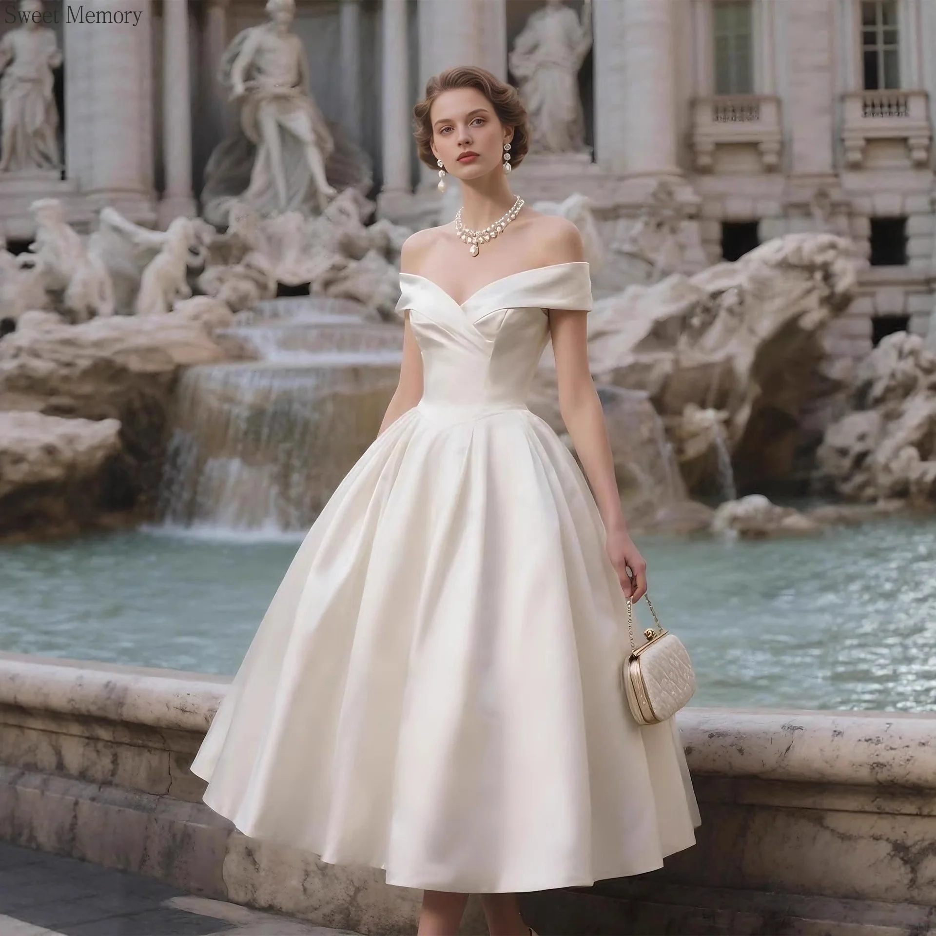 

Customized M165 Sweet Memory Bride Dress Luxury Satin White Dresses Fashion Women Wedding Dress